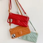 crossbody leather phone case with card slot for samsung luxury phone case for iphone with pocket