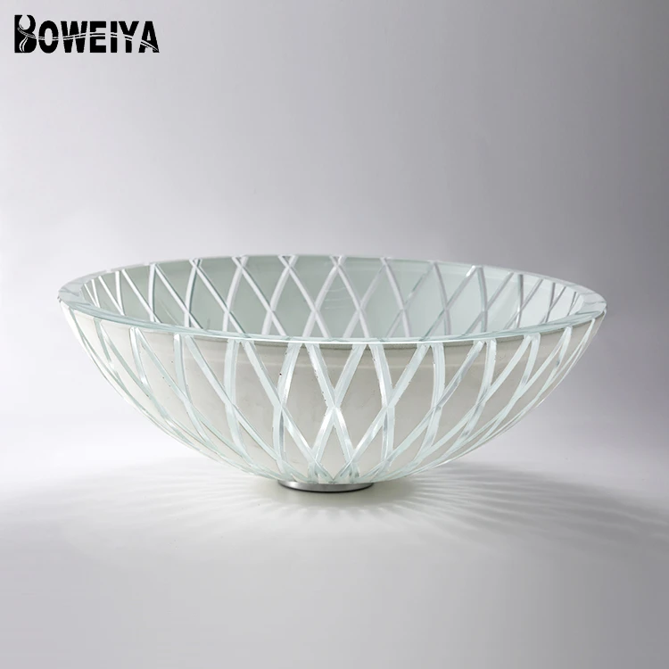 Crystal glass washbasin design round transparent bathroom tempered glass wash basin