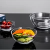 Custom Clear Glass Round Carved Heat Resistant Fruit Salad Bowl