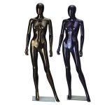 custom color plastic mannequin egghead retro gold full  female display mannequin