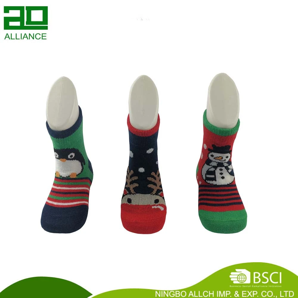 Custom Design Christmas Snowman Deer Penguin Cotton Winter Warm Thick Kids Baby Socks Xmas Gifts