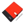 custom logo business gift leather notebook with powerbank/usb