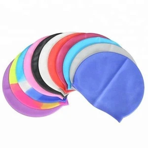 custom logo silicone swim cap for men women Silicone Long Hair Swimming Caps