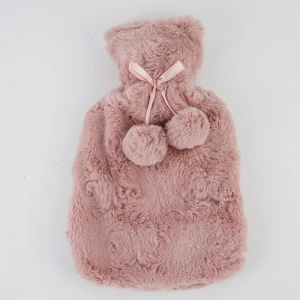 Custom Rubber Wholesale winter fur british standard Fleece Cute Therapy Hand Warmer Hot Water Bottles with Plush cover