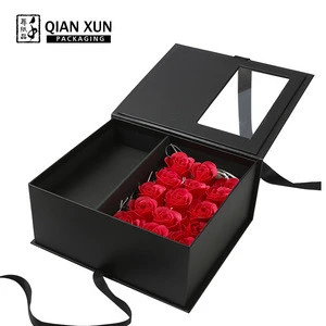 Custom Wholesale Luxury Foldable Paper Gift  Flower Packaging Box with PVC window