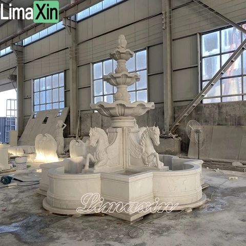 Customized marble fountain ready for shipping marble garden fountain indoor marble horse fountain