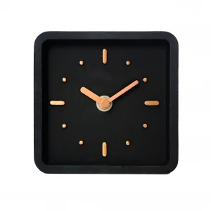 Customized Square shape resin clock  metal hands design on  desk and table clock for gift clock