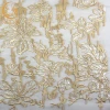 Customized Tulle Embroidered Design Gold Lace Machine Embroidery  Sequins Lace Fabric For Dresses