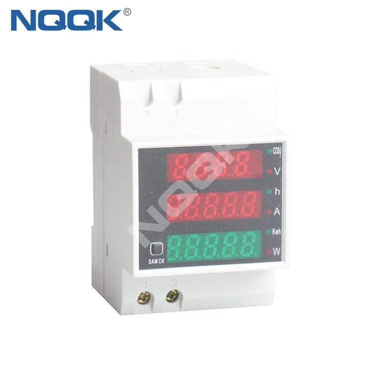 D52-2047 Electric digital display AC household 220V 100A air switch voltage ammeter power meter with built-in CT DIN-Rail