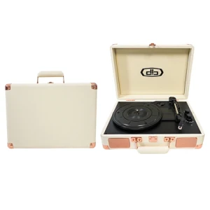 DB Vintage 3-Speed Bluetooth Portable Suitcase Record Player with Built-in Speakers | Upgraded Turntable Audio Sound