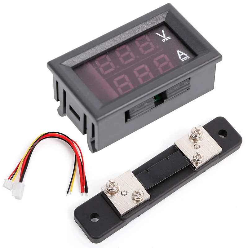 DC 0-100V/50A Mini Digital Voltmeter Ammeter LED Dual Display Voltage Current Indicator Monitor Detector with Shunt