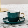 Deep green custom color wholesale tea cup saucer ceramic arabic coffee cups tea set