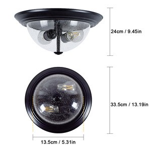 Depuley vintage nordic design double head seeded glass surface mounted led ceiling light