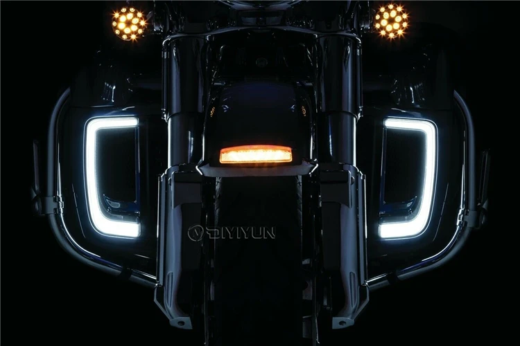 DIYIYUN LED Lower Fairing Vent Light Inserts For 14-20 Harley Touring turn signal grill lights