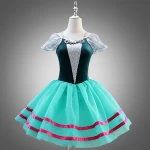 DL044 Blue velvet children dance dress girls ballet tutu skirt wholesale stage performance costume dance wear girls