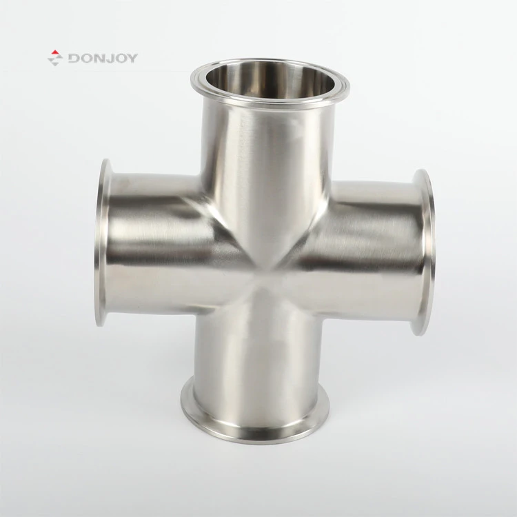 DONJOY SS304 316L clamped 4-way cross stainless steel pipe fittings food grade stainless steel pipe fittings pipe fittings