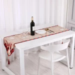 Double Deer embroidery Tablecloth Christmas Decoration Supplies Flag and Cloth for Festive Table Decorations