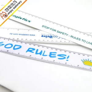 Drafting Supplies high quality white color 30cm plastic ruler with custom logo printed plastic advertising ruler