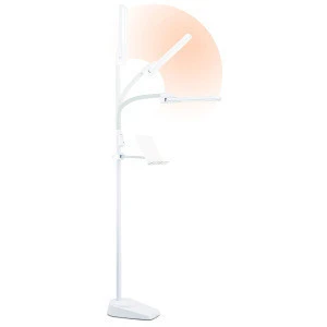 Dual Shade LED Floor Lamp with USB Charging Station, White