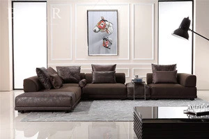 Dubai Living Room Furniture Wooden Frame Brown Sofa Set