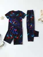 Eco-Friendly Cool Casual Digital Print Loungewear Pajama Set for Boys Childrens Fashionable Apparel