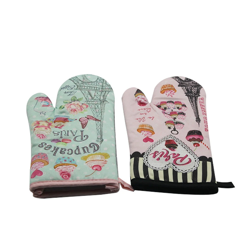 Eco-friendly Recycling Cotton Mittens Machine Washable Heat Resistant Quilted Potholder Oven Mitts