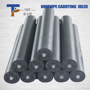 Electric power conveyor belt roller carrying idler for material handling equipment