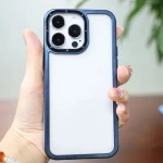 Electroplated Plated Imitation Hardware Button&Camera Frame TPU+TPU With Honeycomb Dust Hole Case For iPhone 15