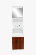 Elegant European style waterproof bathroom vanity cabinets single sink wash basin and mirror