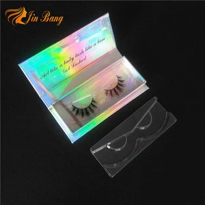 Empty eyelash packaging with custom logo luxury holographic paper false eyelash packaging box