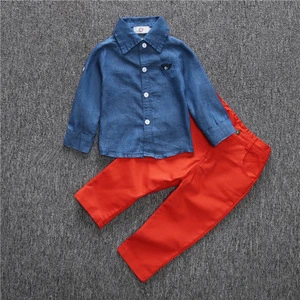 Europe boy soft jean suit kid shirt and pants