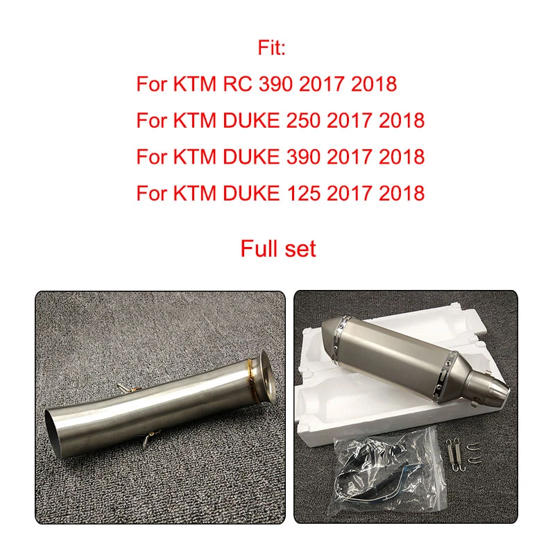 European hot sale stainless steel motorcycle exhaust muffler middle pipe for KTM Duke390 RC 390 exhaust link pipe2017