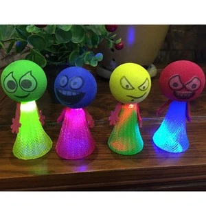 EVA OUTDOOR Promotional toys EVA emoji LED  jump elf soft popper toy Pressure Release Bounce Elves  FINGER  Toys for kids