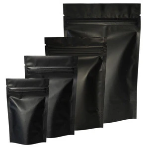 Factory price custom size matte black metallic foil stand up zip lock bag