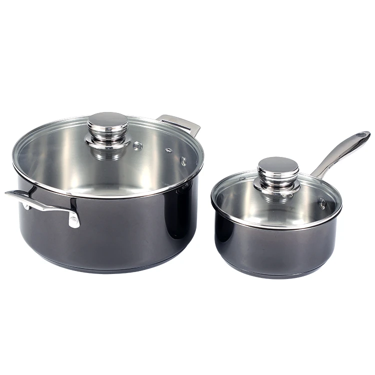 Factory Sale Industrial Commercial Glass Mini Nonstick Cooking Pot Set Cookware Set Stainless Steel With Cover