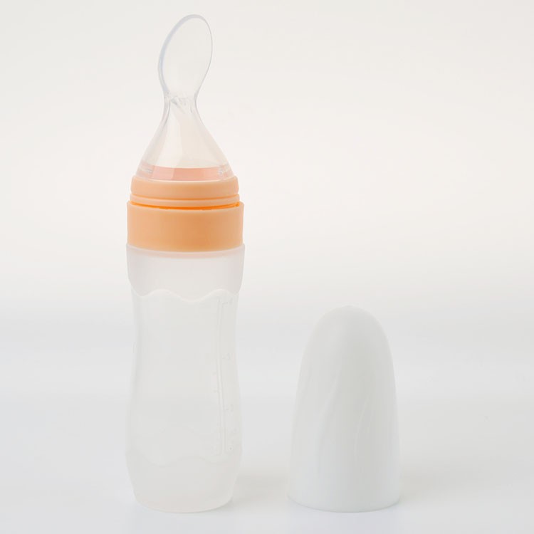 Factory Supply Food Grade Silicone Baby Bottle Training Grasping Fruit Supplementary Food Silicone Feeding Bottle For Baby