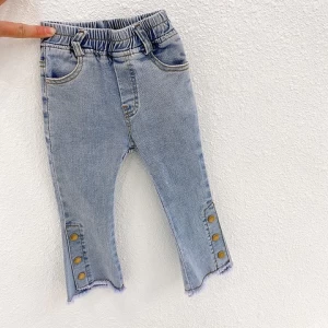 Fall Winter Girls Jeans Children Flared Pants Baby Slim Stretch Pants