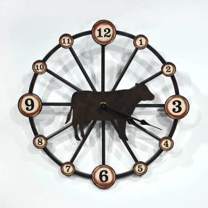 Farmhouse Vintage Rustic Animal Metal Wall Clock
