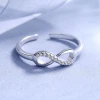 Fashion 925 sterling silver cubic zirconia jewelry 925 sterling silver infinity ring adjustable sterling silver rings