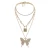 Fashion alloy diamond butterfly necklace jewelry sets initial lock necklace