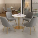 Fashion hot sell classic dining table restaurant coffee table modern gold metal base round top marble coffee table