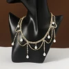 Fashion Jewelry Pearl Collarbone Chain Multi Layers Tassel Rhinestone Pearl Pendant Necklace