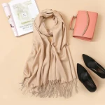 Fashion Soft Winter Soft Pashmina Cashmere Scarf Lady Stylish Plain Woven Women Tassel Cashmere Wool Shawl