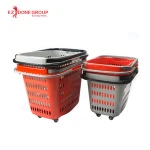 fashionable wholesale  high quality customized moving handheld trailer PP four wheels shopping supermarket basket