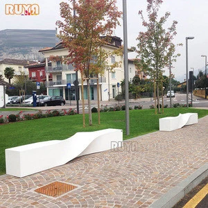 Fibreglass modular seating outdoor urban space cuboid benches 2.5M 3M length fashion public seating furniture design