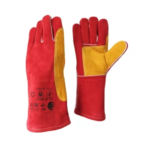 Fire Resistant Split Leather Welder Gauntlets Gloves Leader Gloves in Electrical Work