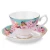 Floral  Cup and Saucer  8oz Multi Colors Gold Decoration Home Restaurant Party Wedding Used FIne Bone China Cup Saucer Set