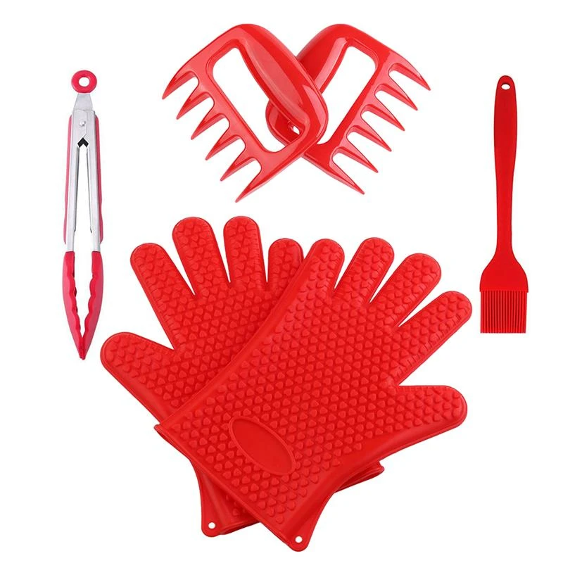 Food-grade Heat reisitance Silicone BBQ Grill Tools Set Barbecue Grilling Glove Utensils