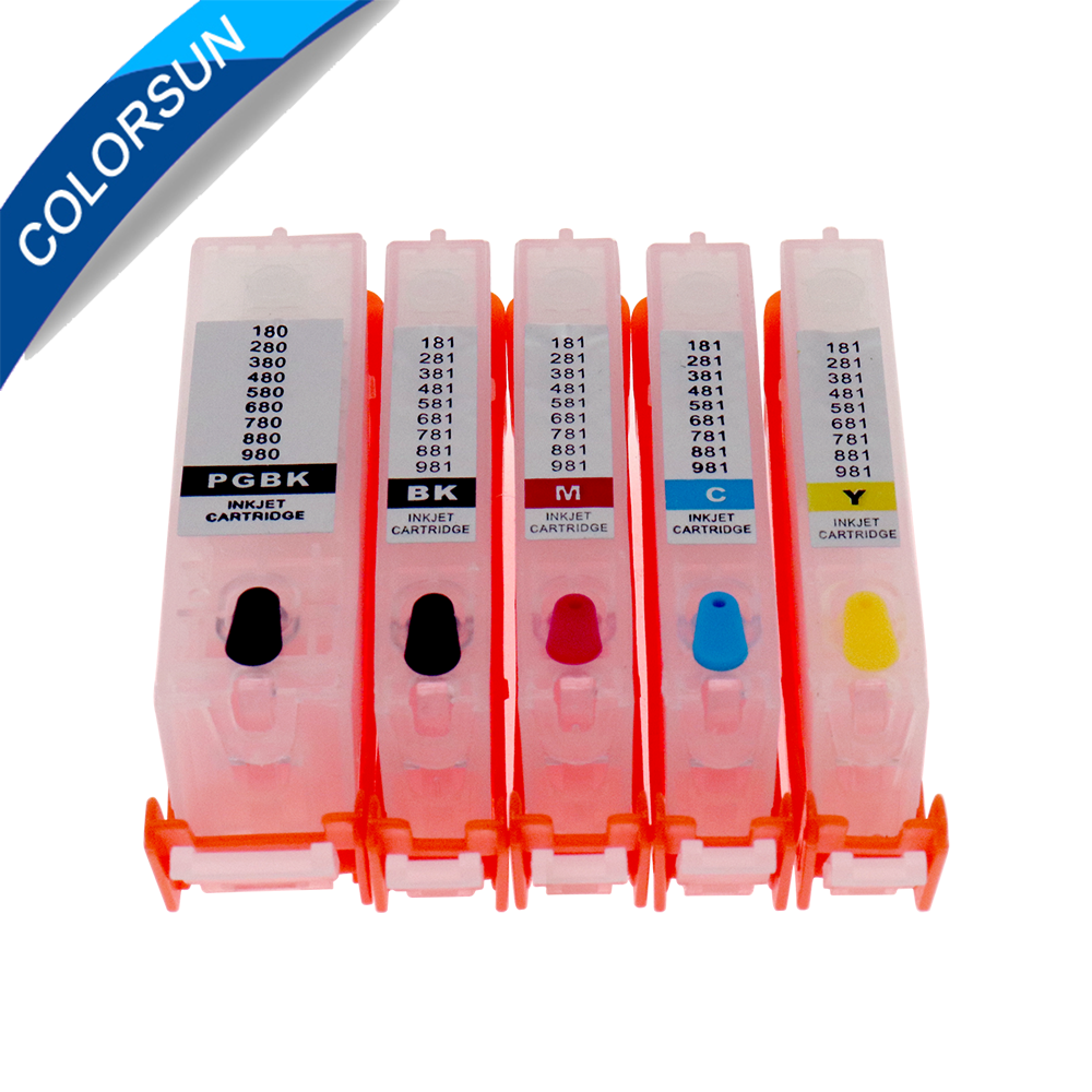 For Canon 280 281 480 481 580 581 Empty Refillable Ink Cartridge With Auto reset chip 5 color