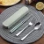 Import Free sample travel plastic handle chopsticks spoon fork stainless steel portable cutlery sets with case from China